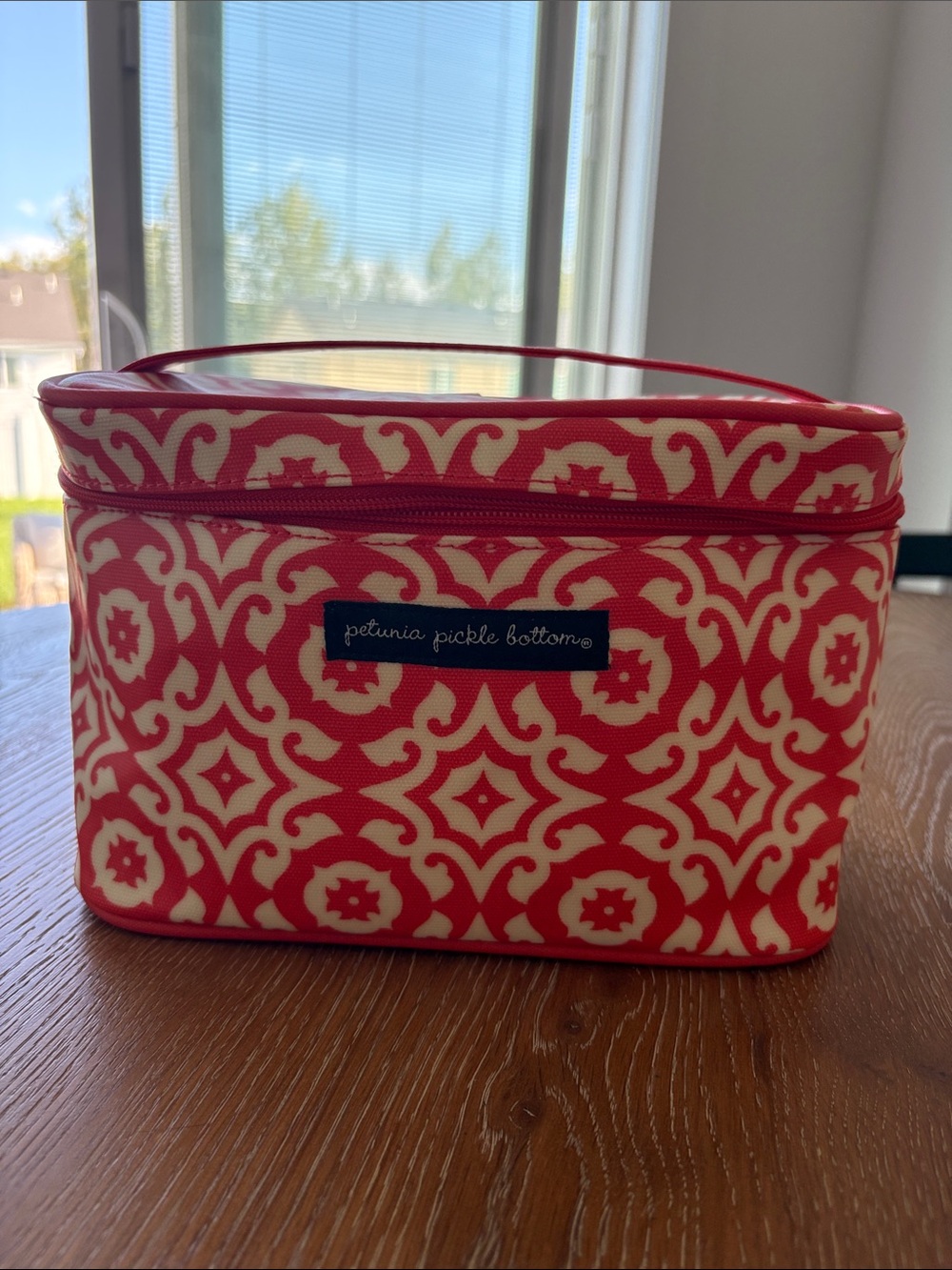 Petunia Pickle Bottom Red and Cream Patterned Train Case